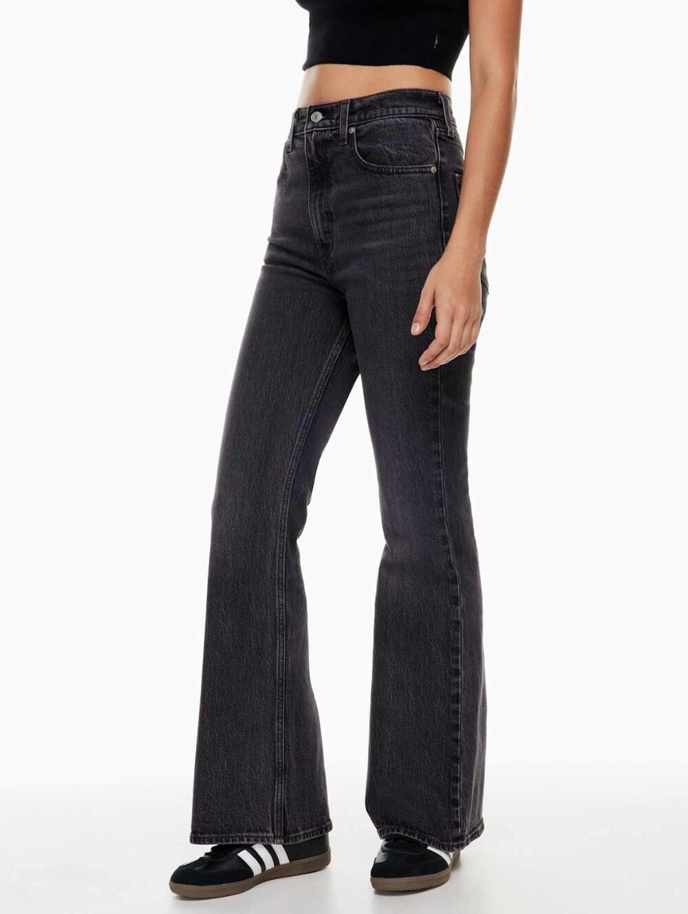 Aritzia Levi's '70s High Flare Jean 27W In Just A Hint (Washed Black)
